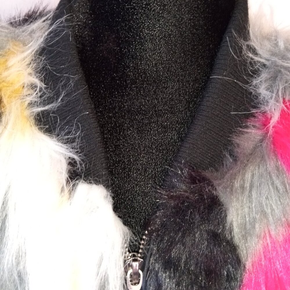 Thread & Supply Multicolor Faux Fur Vest - Pink, Yellow, Black, Gray, White - Picture 3 of 11